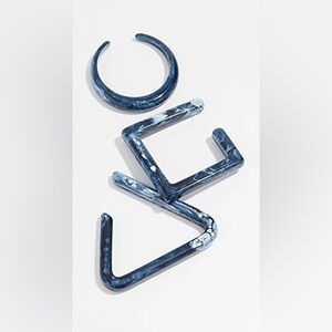 Cult Gaia RARE Cleo CUTOUT RESIN BANGLE TRIO IN OPAL BLUE + EXTRA ROUND BANGLE